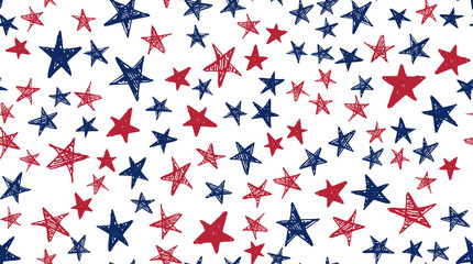 Independence Day USA. Presidents day. Hand drawn illustration. Stars grunge.