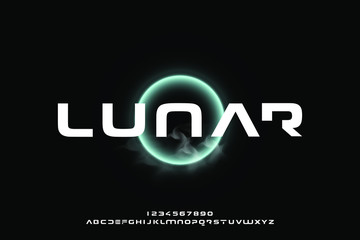 Canvas Print - Lunar, an abstract technology science alphabet font. digital space typography vector illustration design