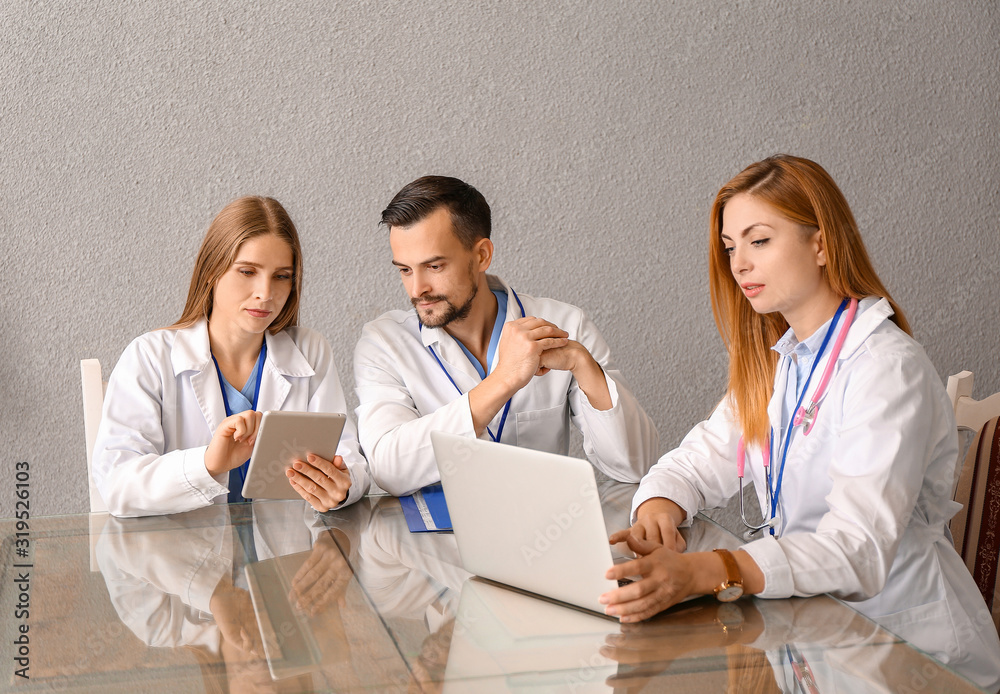 Team of doctors during meeting in clinic
