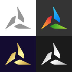 Wall Mural - Set of colorful triangles icons and logo, vector illustration