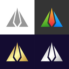 Wall Mural - Set of colorful triangles icons and logo, vector illustration