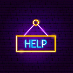 Wall Mural - Help Neon Sign