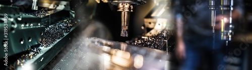 Fotomural CNC Industrial Collage / Industry Collage of CNC Milling Machine