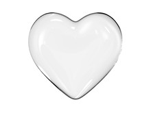 Glass Heart Reflection Shape Isolated On White Background. Object With Clipping Path.