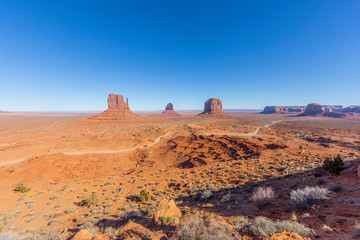 Wall Mural - Panoramic picture of Monument Valley National Park in winter