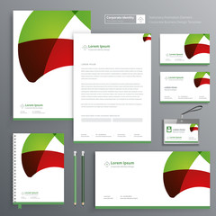 Fototapete - Corporate Business Identity template design stationery Vector abstract  background with memo Gift Items Color promotional souvenirs elements