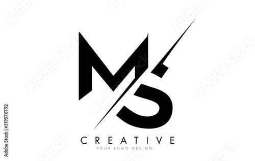 Fotomural MS M S Letter Logo Design with a Creative Cut.