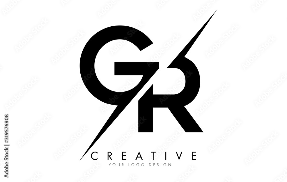 GR G R Letter Logo Design with a Creative Cut. - obrazy, fototapety, plakaty 