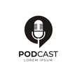 Podcast or Radio Logo design using Microphone and Bubble chat or talk icon