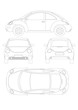 © 平プロモート - 58 レトロカー四面図_テクニカルイラスト
