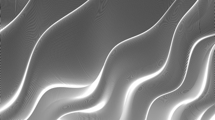 Wall Mural - Vector 3d striped waves. Abstract composition, curve lines. Amazing three dimensional background for presentation, wallpaper, interior wall decor. Opical illusion. Vector without gradient