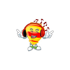 Canvas Print - Listening music chinese gold tops toy mascot cartoon character design