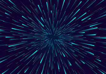 Wall Mural - the space design background hyper jump in space with turquoise lines