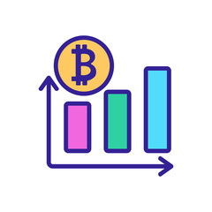 Wall Mural - The rise of bitcoin icon vector. A thin line sign. Isolated contour symbol illustration