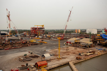 construction site with cranes