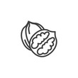 Walnut nut line icon. linear style sign for mobile concept and web design. Whole and peeled walnut outline vector icon. Symbol, logo illustration. Vector graphics