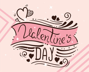 Wall Mural - valentines day card with decoration design