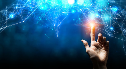Poster - Connection technologies background . Mixed media