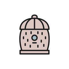 Sticker - Bee hive, beehive flat color line icon.