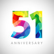51 st anniversary numbers. 51 years old logotype. Bright congrats. Isolated abstract graphic web design template. Creative 1, 5 3D digits. Up to 51% percent off discount idea. Congratulation concept.