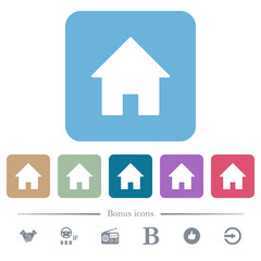 Poster - Home flat icons on color rounded square backgrounds