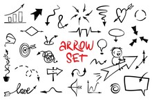Cheerful Arrows - Set. Collection Of Vector Hand-drawn Images: Pointers, Diagrams, Etc.