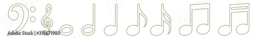 Dekoracja na wymiar  muzyka-notatki-ikona-zlota-linia-uwaga-ilustracja-symbol-klucza-logo-dzwiekowe-znak-dzwiekowy-odosobniony