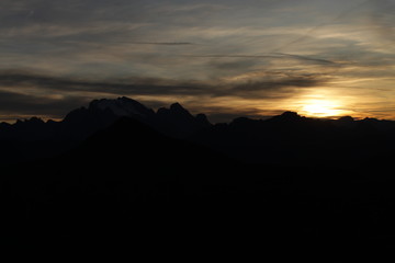 beautiful sunset view on the top of mountain