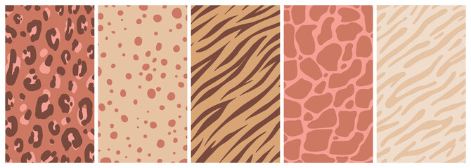 Aufkleber - Vector set of abstract creative backgrounds in minimal trendy style with copy space for text with leopard print
