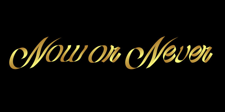 now or never hand drawn lettering phrase illustration