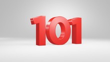 Number 101 In Red On White Background, Isolated Glossy Number 3d Render