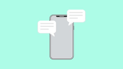 Poster - Smartphone device with speech bubble. 4k message