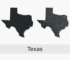 Wall Mural - Texas vector maps counties, townships, regions, municipalities, departments, borders