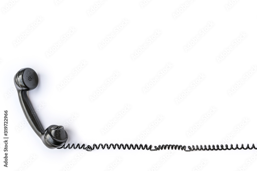 Telefonhörer eines alten Telefons freigestellt vor weißem Hintergrund als Vorlage für Weiterbearbeitung - obrazy, fototapety, plakaty 
