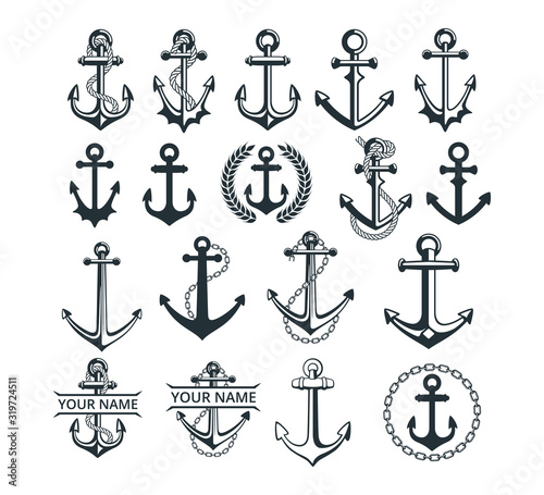 Fotografía assorted ship anchor vector graphic design for logo and illustration