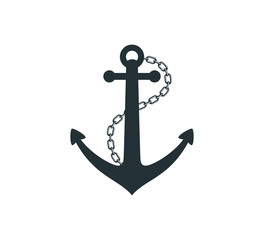 Wall Mural - ship anchor with steel chain vector graphic design for logo and illustration