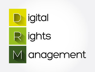 Poster - DRM - Digital Rights Management acronym, technology business concept background