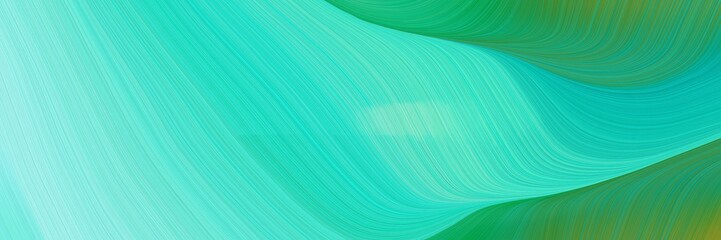 Aufkleber - dynamic designed horizontal header with turquoise, sea green and pale turquoise colors. dynamic curved lines with fluid flowing waves and curves