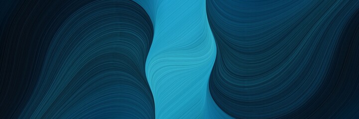 Poster - dynamic header with very dark blue, light sea green and black colors. dynamic curved lines with fluid flowing waves and curves