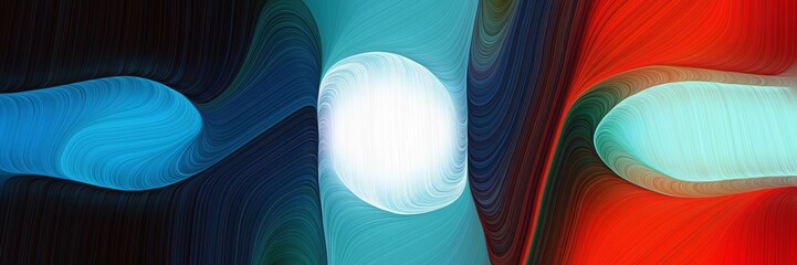 Poster - moving banner with very dark blue, firebrick and medium turquoise colors. dynamic curved lines with fluid flowing waves and curves