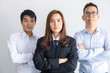 © themorningglory - Businessmen and businesswomen team standing confidence fell arm up