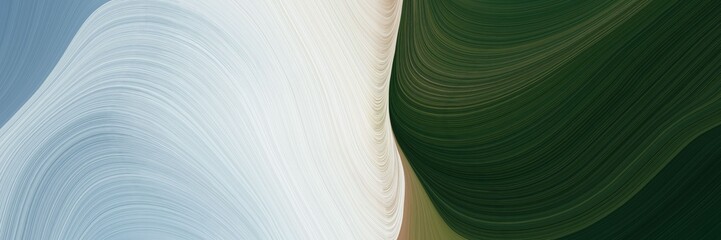 Aufkleber - decorative designed horizontal banner with very dark green, light gray and dark olive green colors. dynamic curved lines with fluid flowing waves and curves