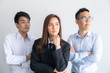 © themorningglory - Businessmen and businesswomen team standing confidence fell arm up