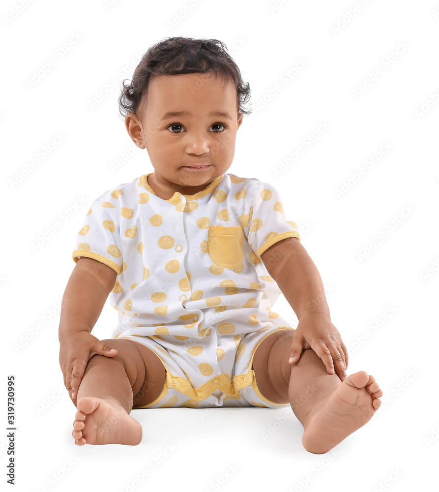 Cute African-American baby isolated on white