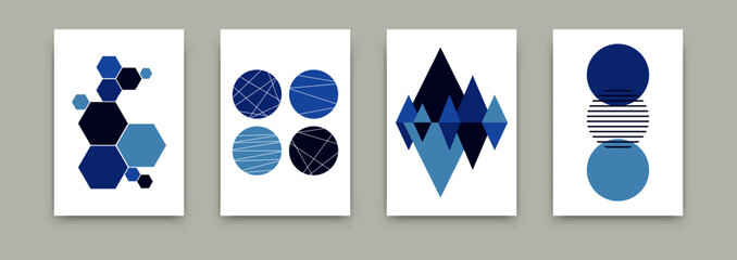 Wall Mural - abstract geometric poster set. scandinavian flat art design templates. simple composition wallpaper 