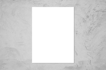 Wall Mural - white poster on concrete wall. or blank paper labels on the cement wall.information promoting ideas 