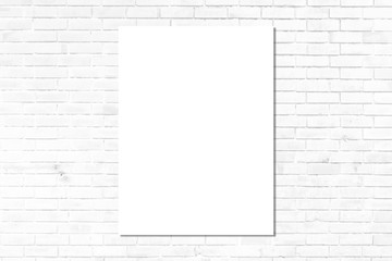 Wall Mural - white poster on concrete wall. or blank paper labels on the cement wall.information promoting ideas 