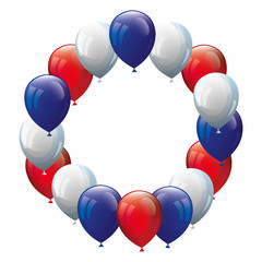 Canvas Print - frame circular of balloons helium white with red and blue