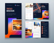 © great_bergens - Tri fold brochure design with square shapes, corporate business template for tri fold flyer. Creative concept folded flyer or brochure. Set - GB075.
