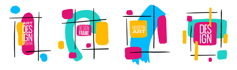 Poster - vector illustration. a minimalistic hipster colored frame design. vector line gradient halftone. fra